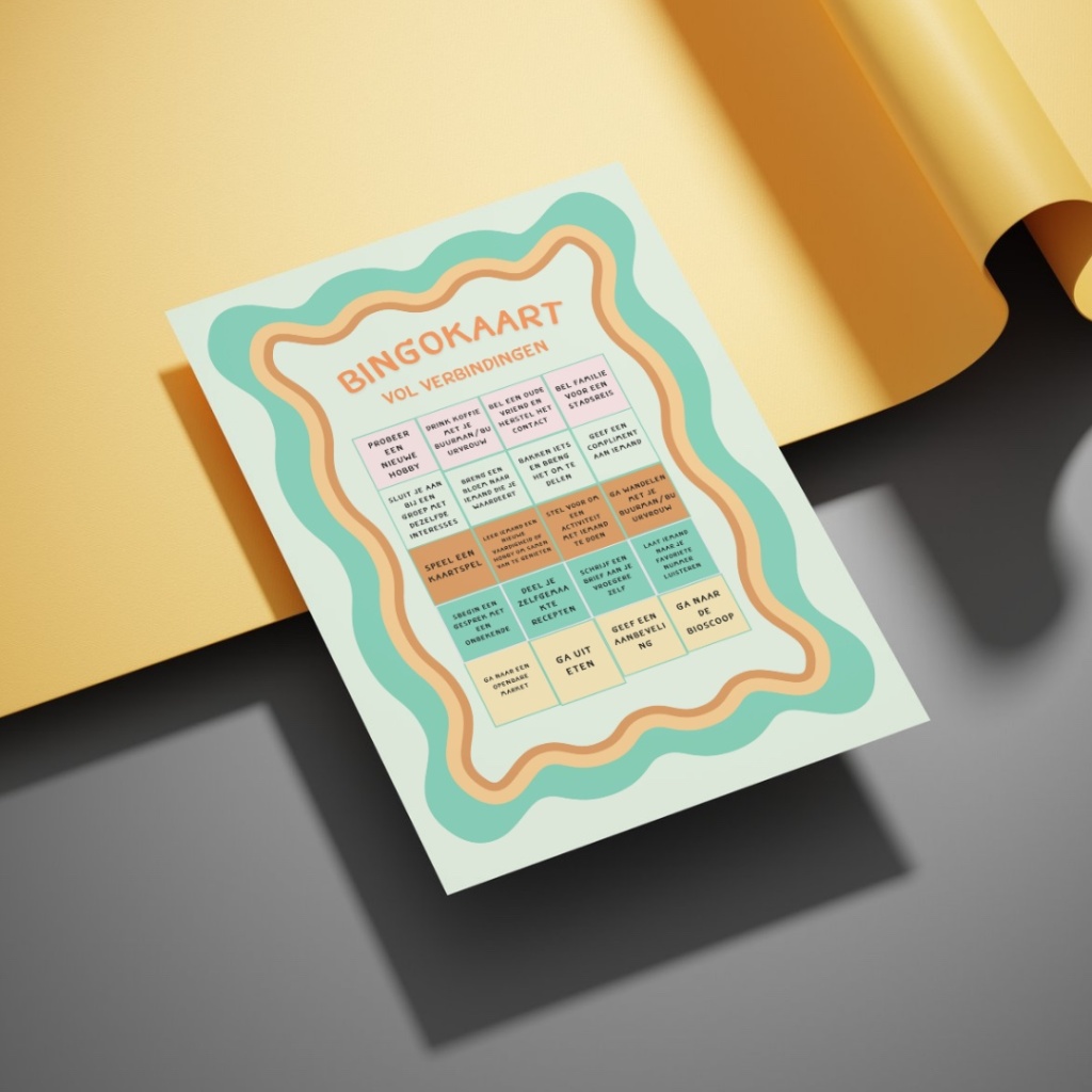 Bingokaart vol met taken + een ticket voor de bingo dag