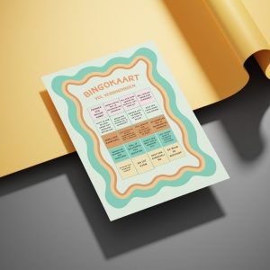 Bingokaart vol met taken + een ticket voor de bingo dag